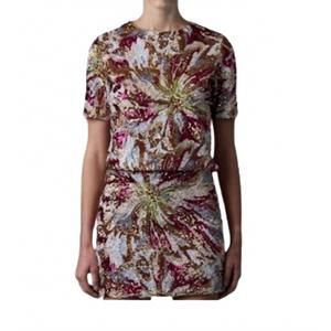 NEW LE SUPERBE abstract floral sequin top in sequins
